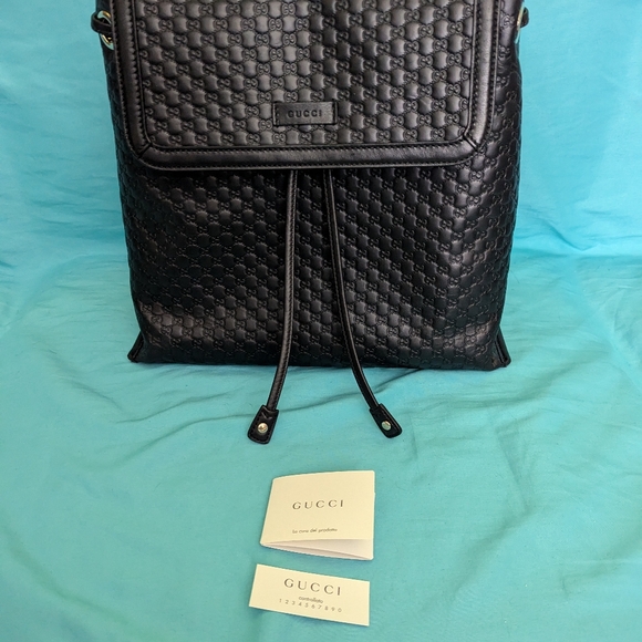 Gucci Black Microguccisma Backpack Purse - Picture 12 of 16